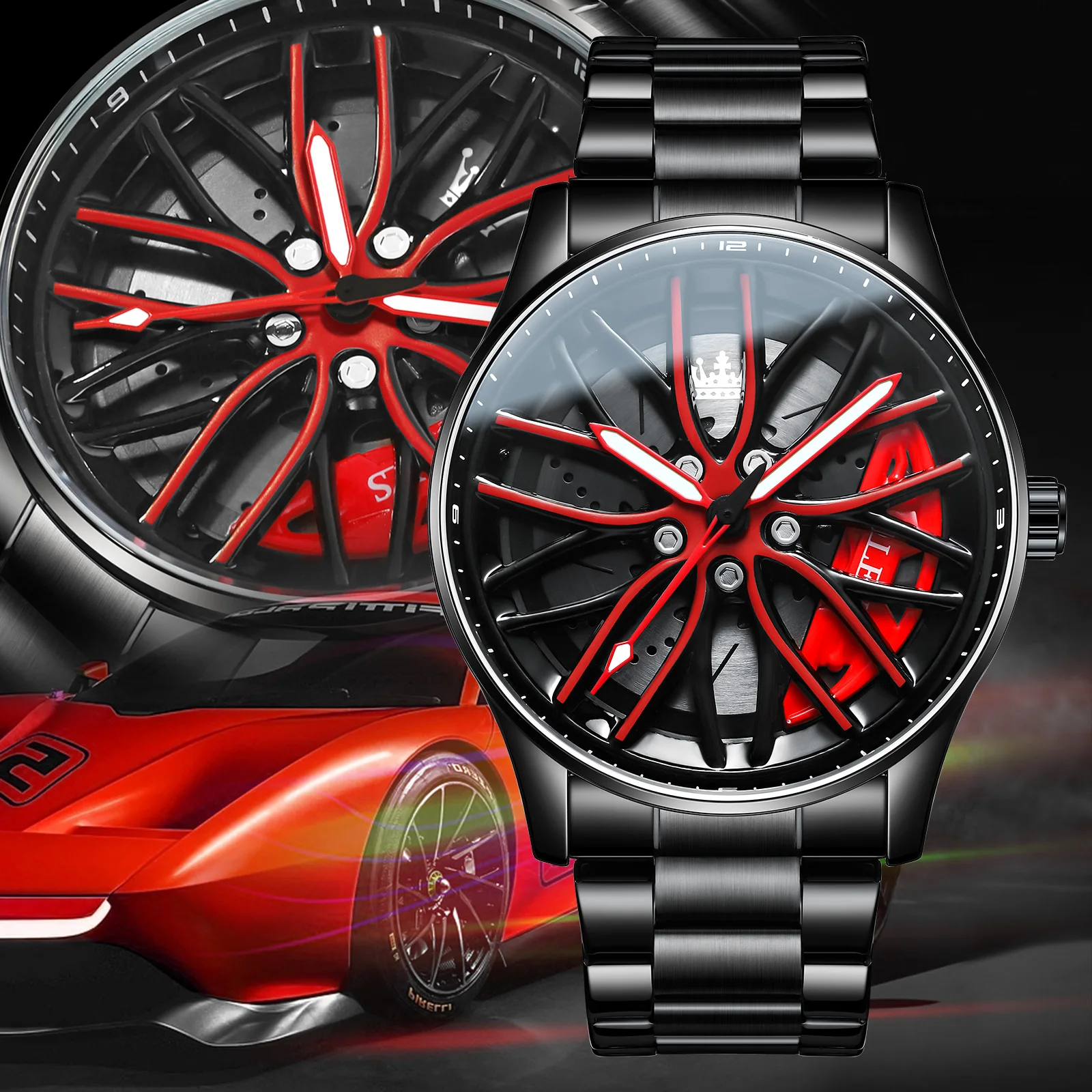 olevs wheel men s luxury watch waterproof rotary sport car rim man watch high quality fashion.webp